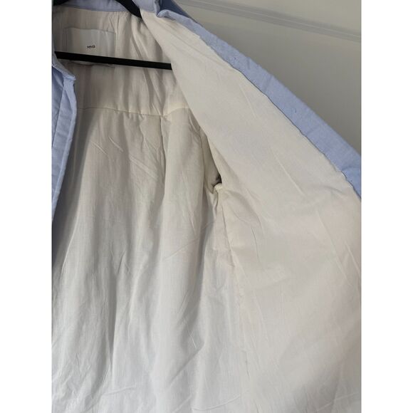 MANGO - Light blue fluffy shirt, 100% cotton fabric, size XS - Picture 5 of 7